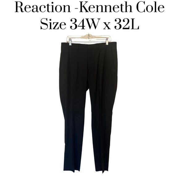 Kenneth Cole Reaction Men’s Modern Fit Flex Suit Pants Black 34x32 Dress Slacks - Picture 1 of 7